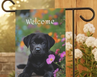 Black Lab Summer Garden & House Banner, Black Lab Summer Garden Flag, Black Lab Lover Gift, Black Lab Owner Gift, Black Lab Puppy Lover Gift