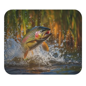 Rainbow  Trout Mouse Pad (Rectangle), Fisherman Gift, Fisherwoman Gift, Nature Lover Gift, Outdoors Person Gift, Fly Fishing Lover Gift
