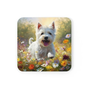 Westie Lover Cork Back Coaster, 3.75&quot;x3.75&quot;, Coaster, Westie Lover Gift, Dog Lover Gift, Pet Lover Gift