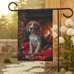Beagle Winter Garden & House Banner, Winter Garden Flag, Beagle Lover Gift, Beagle Owner Gift, Beagle Winter Flag, Beagle Puppy Flag