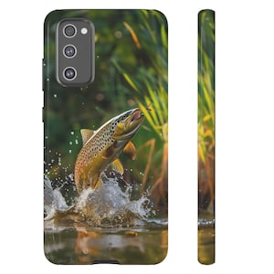 Brown Trout Tough Phone Cases for iPhone, Samsung, or Google Pixel, Tough Phone Cases, Tough Phone Case Gift, Fly-Fisher Gift