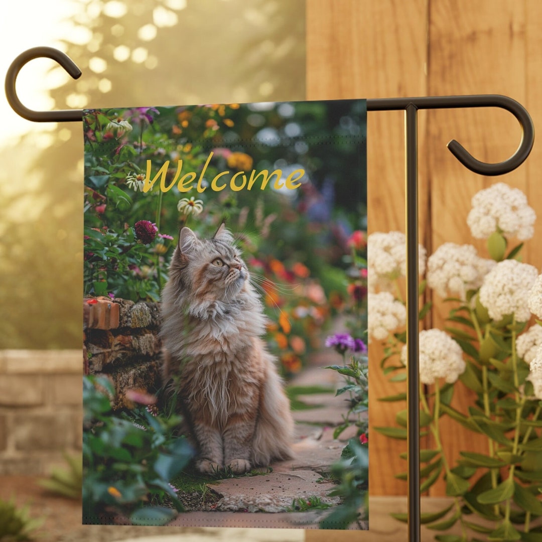 Persian Cat Summer Garden & House Banner, 12x18 In, Persian Cat