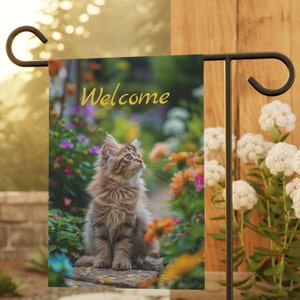 Persian Kitten Summer Garden & House Banner, 12x18 in, Persian Cat Lover Gift, Persian Kitten Garden Flag Gift, Persian Kitten Yard Flag