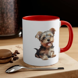 Yorkie Lovers 11oz Accent Coffee Mug, Three Colors, Yorkie Coffee Mug, Coffee Mug, Yorkie Puppy, Yorkie Puppy Coffee Mug