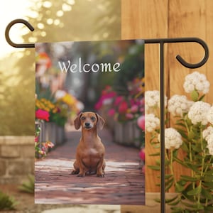Dachshund Spring Garden & House Banner, 12x18 in, Dachshund Garden Flag, Dachshund Garden Flag Gift