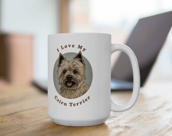 Taza de café Cairn Terrier, 15 oz, taza de Cairn Terrier, regalo de taza de Cairn Terrier, regalo de amante de Cairn Terrier