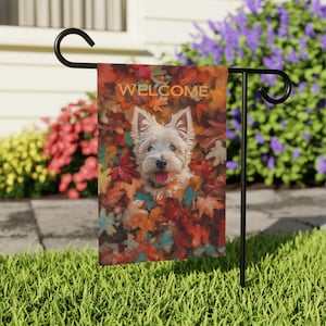 Westie Garden & House Banner, Westie Puppy Fall Garden Flag, Westie Lover Gift, Westie Owner Gift, Westie Puppy Garden Flag Gift
