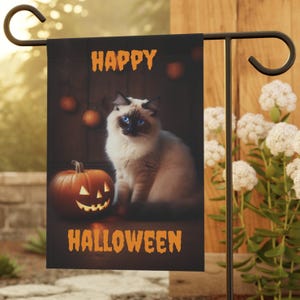 Ragdoll Cat Halloween tuin en huis banner, Ragdoll Halloween tuin en huis banner cadeau, Halloween banner, Ragdoll kattenliefhebber cadeau