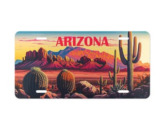 Arizona Wüstenszene Waschtisch Teller, Saguaro & Fass Kakteen Berge, Südwest Szene Teller, Arizona Liebhaber Geschenk, Arizona State Pride