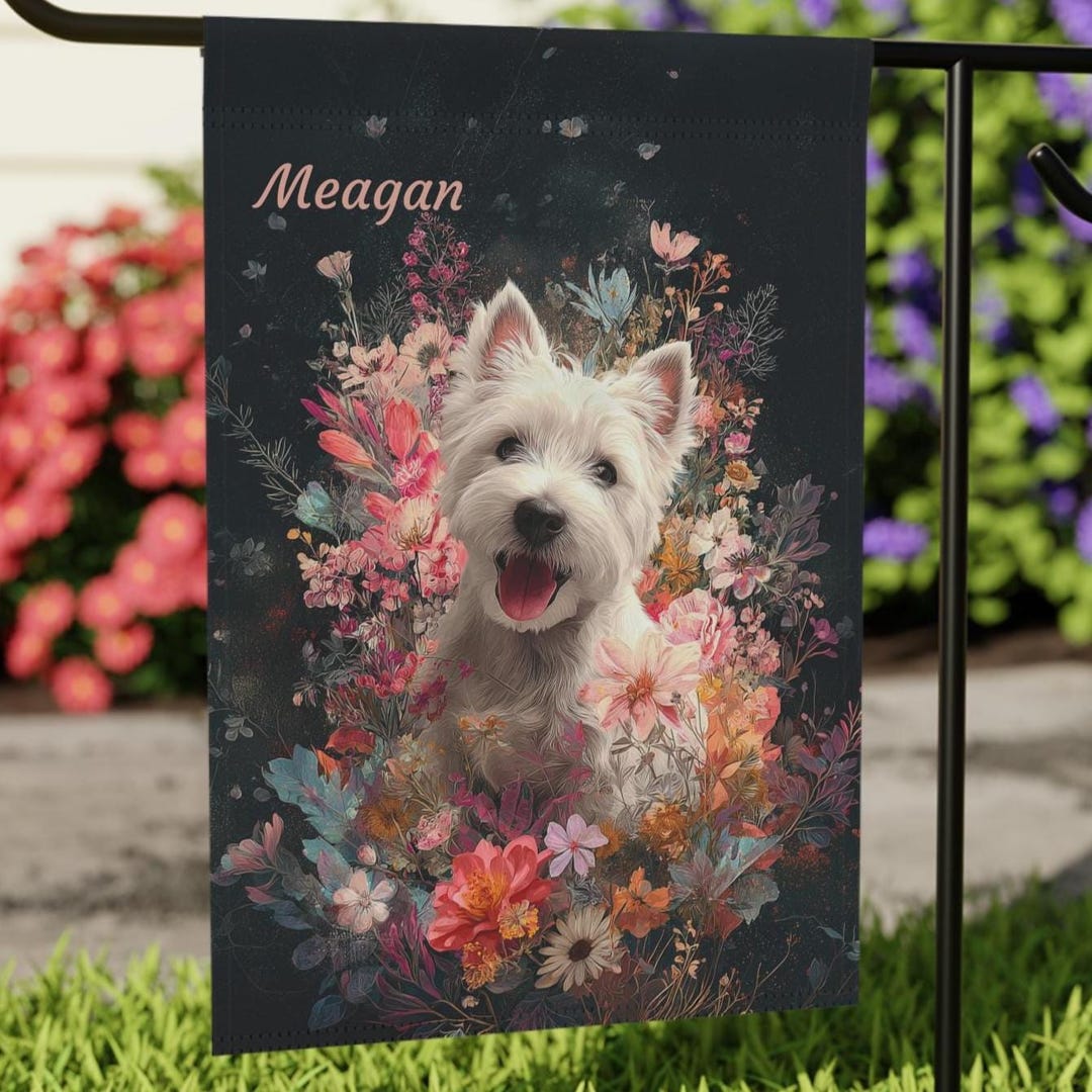 Personalized Westie Dog Floral Banner Garden & House Banner, Custom Pet ...