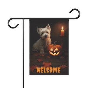 Westie Halloween Garden and House Banner, Westie Halloween Garden and House Banner Gift, Halloween Banner, 12&quot;x18&quot;