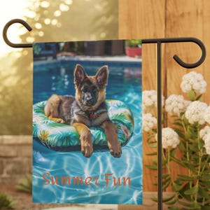 German Shepherd Puppy Summer Garden & House Banner, German Shepherd Garden Flag, German Shepherd Lover Gift, German Shepherd Owner Gift