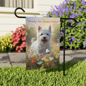 Westie Garden & House Banner, Westie Playing Garden Flag, Westie Lover Gift, Westie Owner Gift, Westie Garden Flag Gift