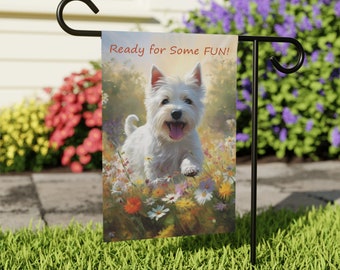 Westie Garden & House Banner, Westie Playing Garden Flag, Westie Lover Gift, Westie Owner Gift, Westie Garden Flag Gift