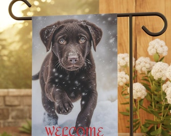Chocolade labrador retriever tuin & huis banner, chocolade lab wintertuin vlag, lab minnaar cadeau, lab eigenaar cadeau, lab tuin vlag cadeau