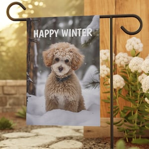 Poodle Puppy Winter Garden & House Banner, Poodle Winter Garden Flag, Poodle Winter Garden Flag Gift, Poodle Lover Gift,