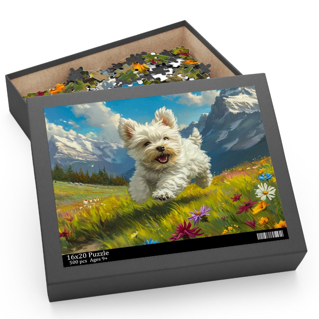 Playful Westie Puppy Puzzle 120, 252, 500piece, Westie Puzzle Gift, West Highland White Terrier