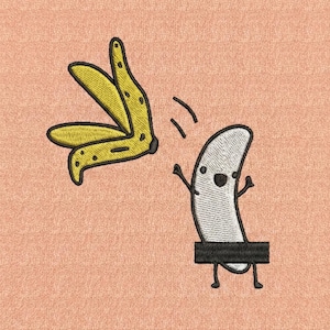 Lustige nackte Bananen Stickdatei - Zensierte Früchte für Schürzen & Knebelgeschenke - Digitale Stickdatei