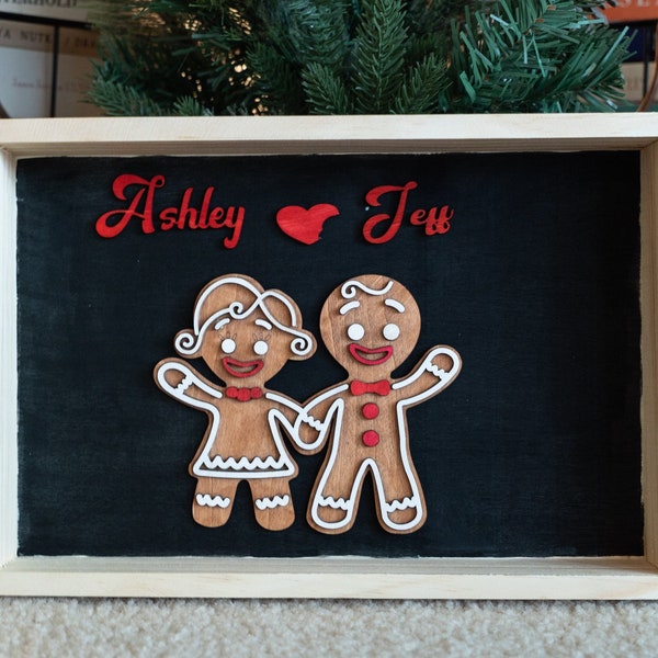 GINGERBREAD COUPLE | Custom Valentines Day Gift | Valentines Gingerbread Decor | 3D Wooden Gingerbread Valentines Gift | Personalized Gift