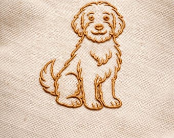 Golden Doodle Line Art Embroidery Design – 5 Sizes (Digital Download)