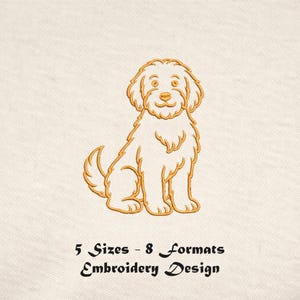 Golden Doodle Line Art Embroidery Design – 5 Sizes (Digital Download)