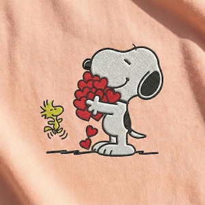 Cartoon Dog Hearts Embroidery Design – Valentine Stitch File (Digital)
