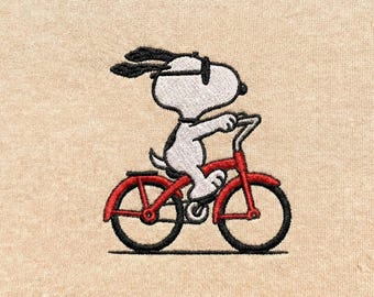 Cartoon Dog on Bicycle Embroidery Design (Digital Download)