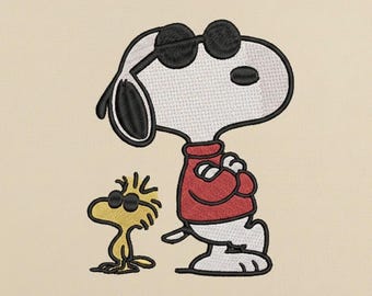 Cool Cartoon Dog and Bird Embroidery Design | Retro Patch (Download File)