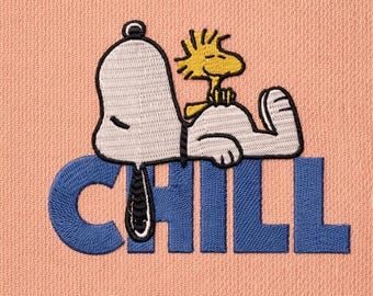 Chill Cartoon Dog Embroidery Design, Relaxed Mood Stitch (Digital Download