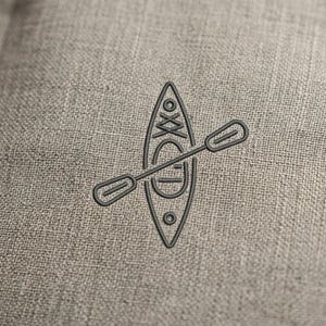 Minimalist Kayak Paddle Embroidery Design, Line Art Water Sport Stitch Pattern