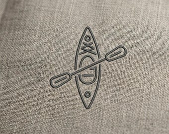 Minimalist Kayak Paddle Embroidery Design, Line Art Water Sport Stitch Pattern