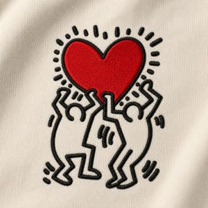 Pop Art Heart Embroidery Design: Minimal Line Art (Digital File)