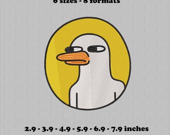 Funny Duck Meme Embroidery Design, Side Eye Duck Patch, Sarcastic Animal Face Stitch Pattern for Shirts Hats Bags