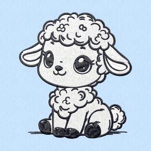 Cute Lamb Embroidery Design | Baby Sheep Patch | Digital Machine Embroidery File for Clothes, Blankets & DIY Projects