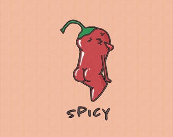Spicy Chili Pepper Embroidery Design with Attitude, Funny Hot Pepper Stitch for Shirts Hoodies Kitchen Aprons and Gifts