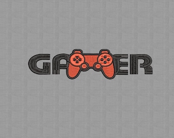 Gamer Embroidery Design – Video Game Controller Word Art Pattern for Boys Hoodie & Decor – Machine Embroidery Digital File
