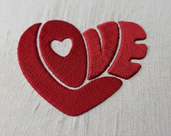 Love Heart Embroidery Design, Modern Typography Stitch Pattern, Minimal Romantic Art (Digital Download)