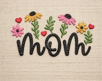 Floral Mom Embroidery Design, Mother's Day Gift (Digital Download