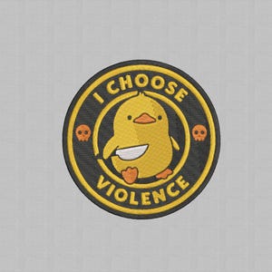 Desenho de bordado engraçado do meme "Eu escolho a violência" do pato (download digital)