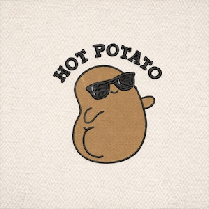 Motif de broderie drôle de patate chaude : dessin animé Meme (téléchargement numérique)