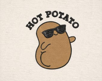Funny Hot Potato Embroidery Design: Meme Cartoon (Digital Download)