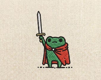 Funny Knight Frog Embroidery Design, Cartoon Animal Art (Digital Download)