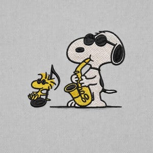 Desenho de bordado Cool Jazz Dog – Saxofonista, Amante da Música (Download Digital)