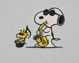 Cool Jazz Dog Embroidery Design – Saxophone Player, Music Lover (Digital Download)