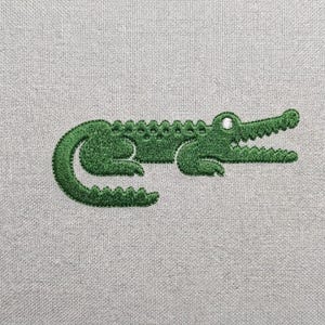 Minimaal krokodilborduurontwerp, alligator-silhouetpatch, dierlijk steekpatroon (digitaal bestand)