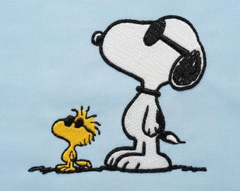 Cartoon Dog & Bird Embroidery Design | Retro Best Friends Patch (Digital File)