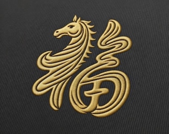 Diseño de bordado de caballo para el Año Nuevo Chino – Arte Lunar (Descarga digital)