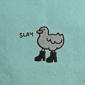 Slay Goose Broderidesign, Rolig Gåsstövlar Patch, Meme Djurstygnsmönster