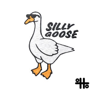 Archivo de bordado de Silly Goose, diseño de bordado de Silly Goose genial, diseño de bordado de primavera y verano, descarga digital