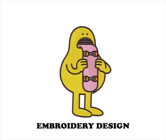 Skateboard Attitude Character Embroidery Design, Fun Urban Illustration Inspired by Skate Culture and Freedom